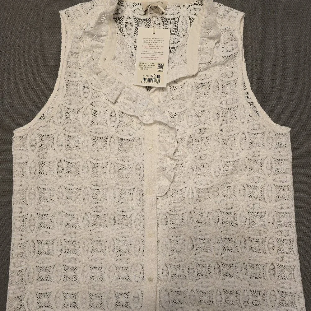 Sezane Celinda Shirt Plain Ecru Guipure - Picture 6 of 11